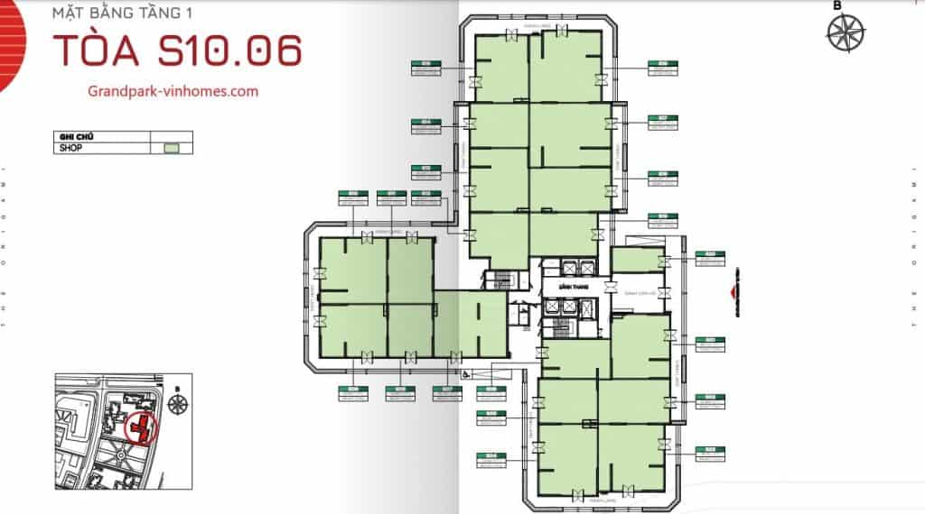 Layout Tòa S1006 - Vinhomes Grand Park