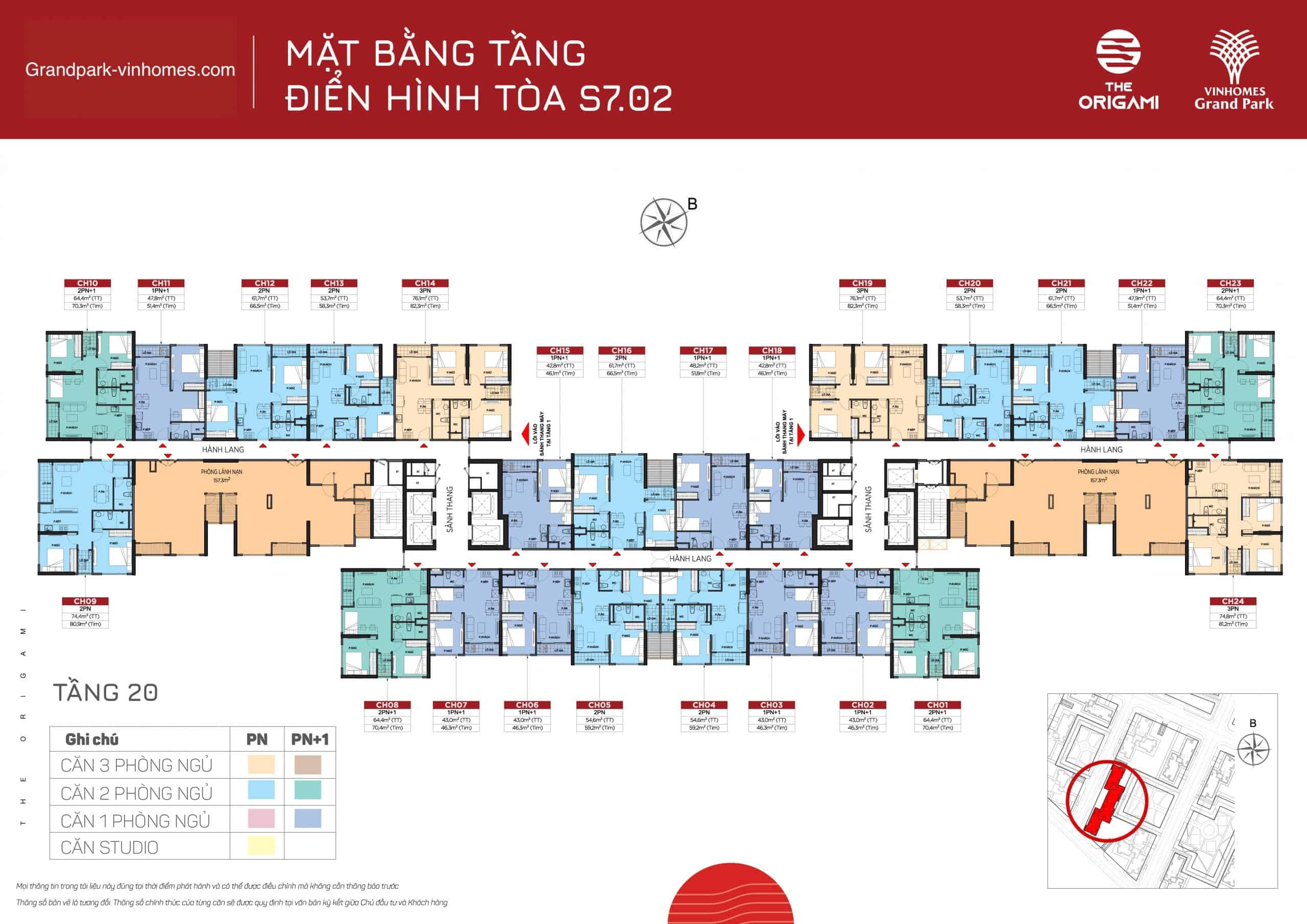 layout tòa s702 tầng 20