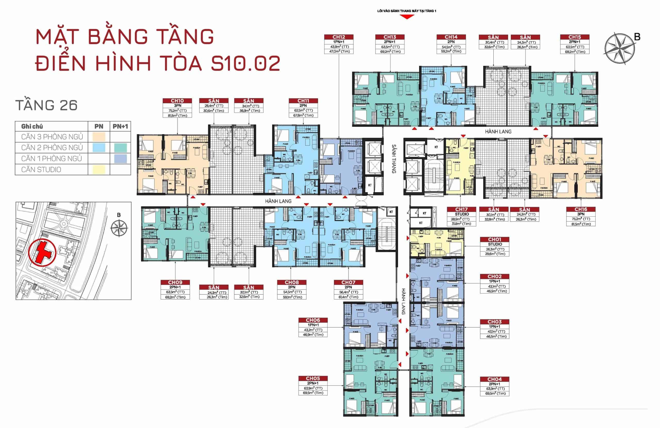 layout tòa s1002 tầng 26