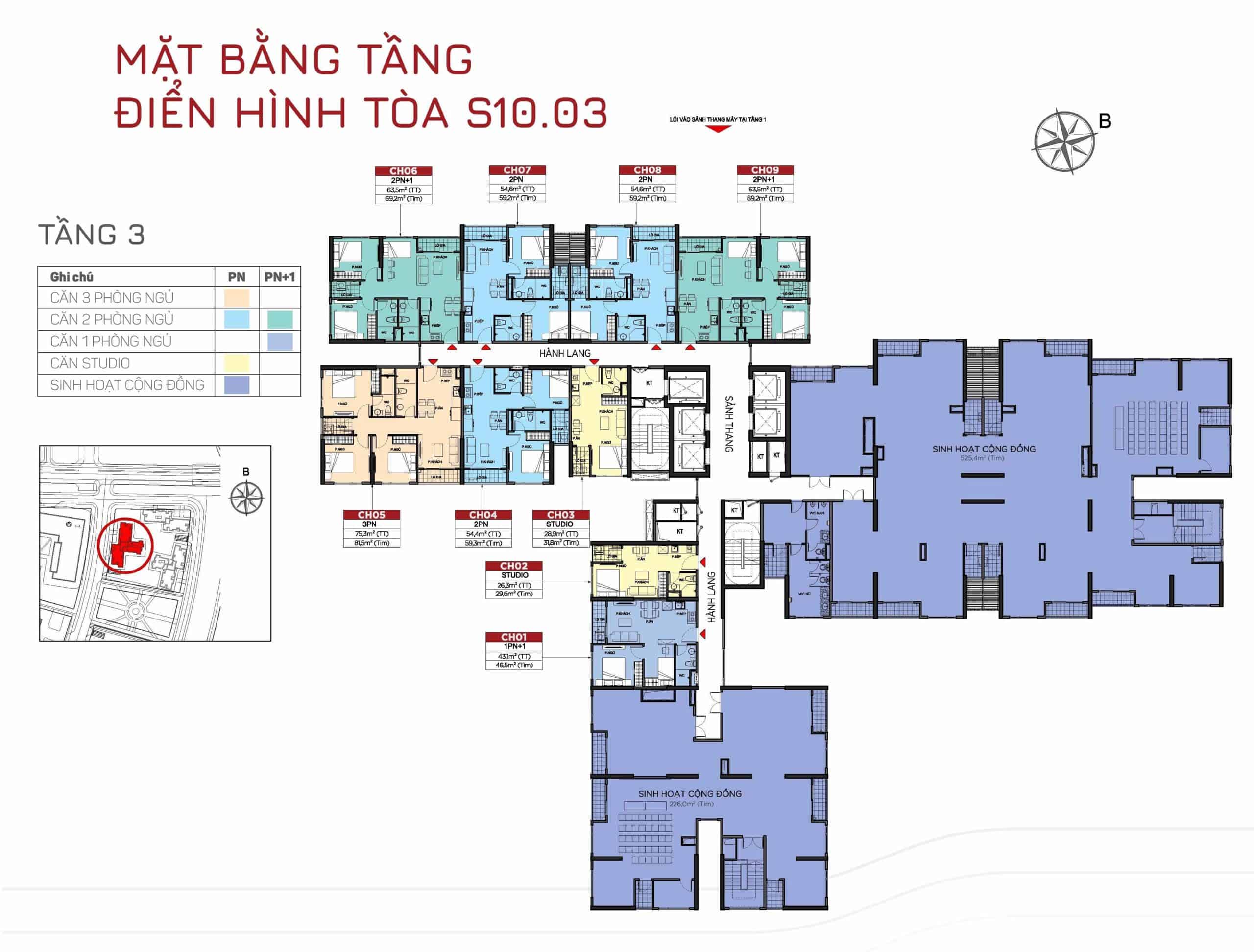 layout tòa s1003 tầng 3