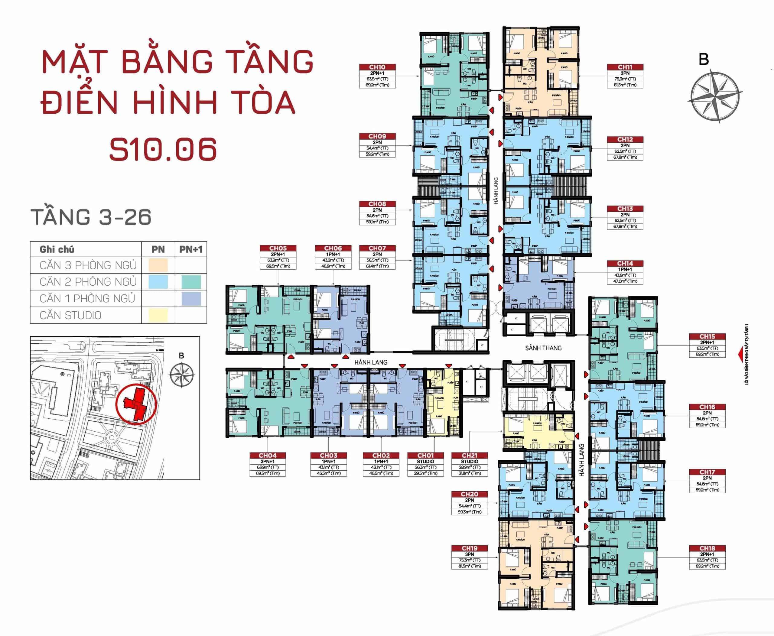 layout tòa s1006 tầng 3-26