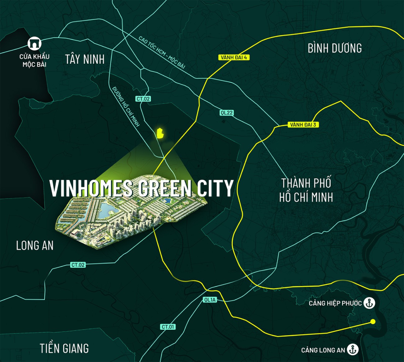vị trí hạ tầng dự án Vinhomes Green City Long An