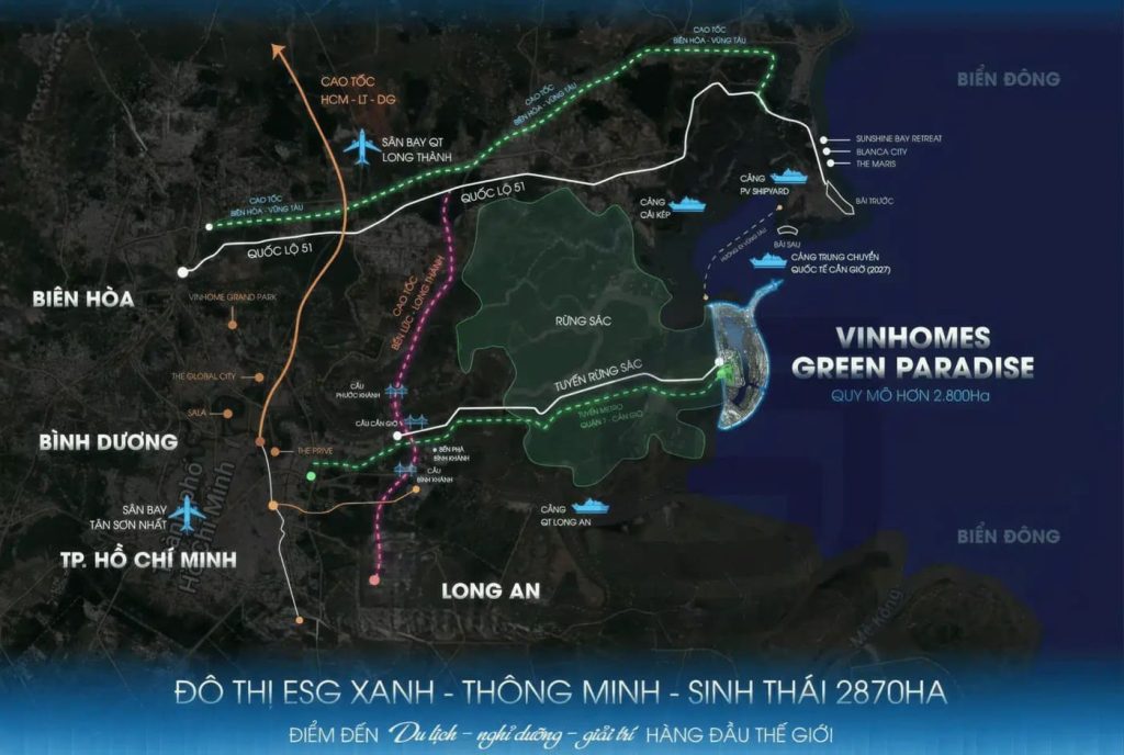 vị trí dự án vinhomes green paradise cần giờ